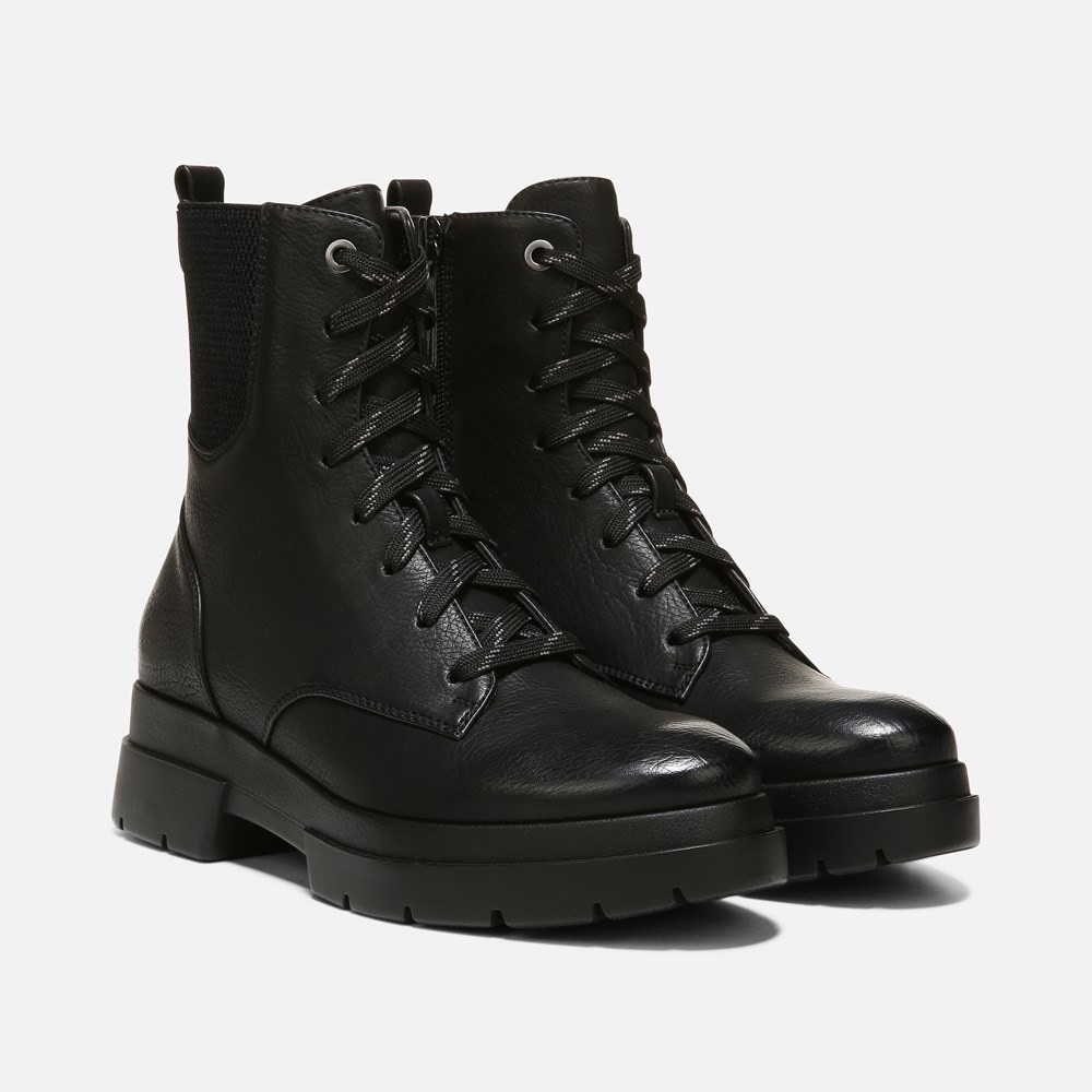 Naturalizer Soul Ozzy Weather Resistant Combat Boot 7 Wide Black